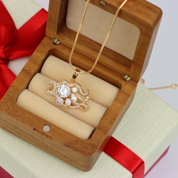 "Rose Gold Sparkling Mermaid Tail Pendant with White CZ Crystals, XPPT1539 - Picture 10 of 13